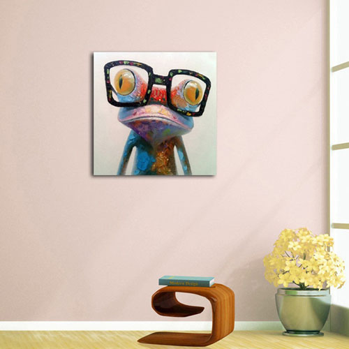 Peinture à l'huile sur toile peinte à la main Happy Frog Salon 2 Art vendeur Pro
