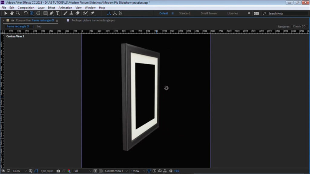 Cadre 3d tutoriel diaporama 3D After Effects Vendeur Pro