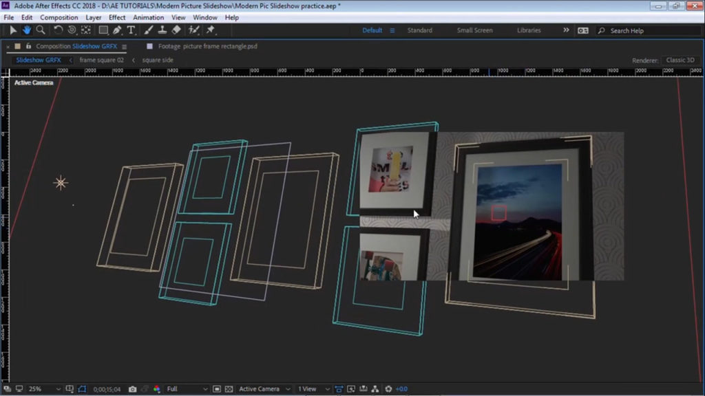 Scène tutoriel diaporama 3D After Effects Vendeur Pro